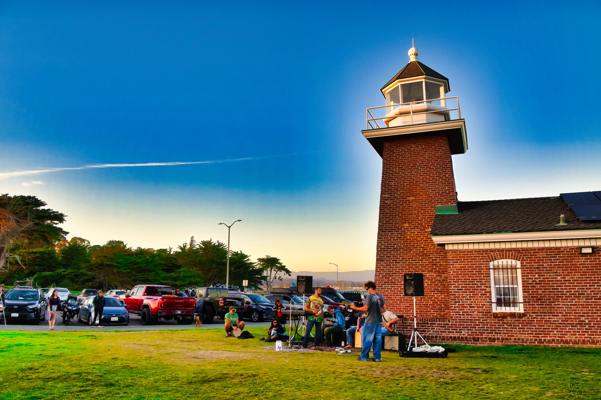 A summer concert crowd at Lighthouse Point in Santa Cruz, California